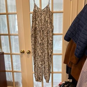 Black and White Leaf Print Jumpsuit